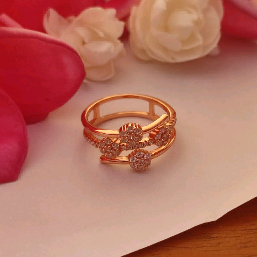 Rose Gold CZ Silver Ring